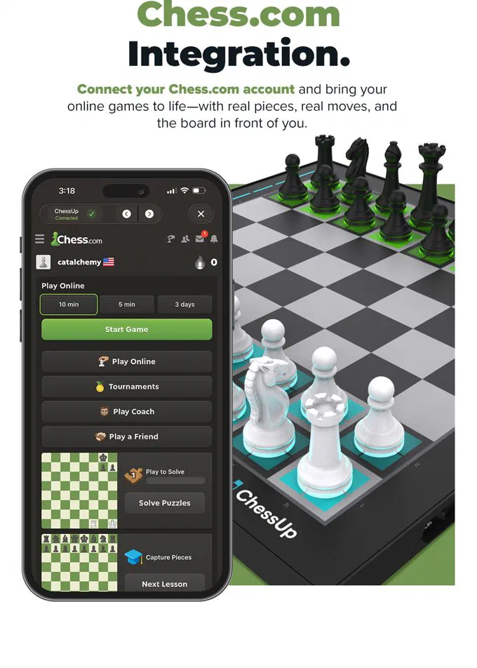 駒を持つだけで指せる手が光る、オンライン対戦もできるスマートチェスボード ChessUp Lite (チェスアップ ライト) — 写真5