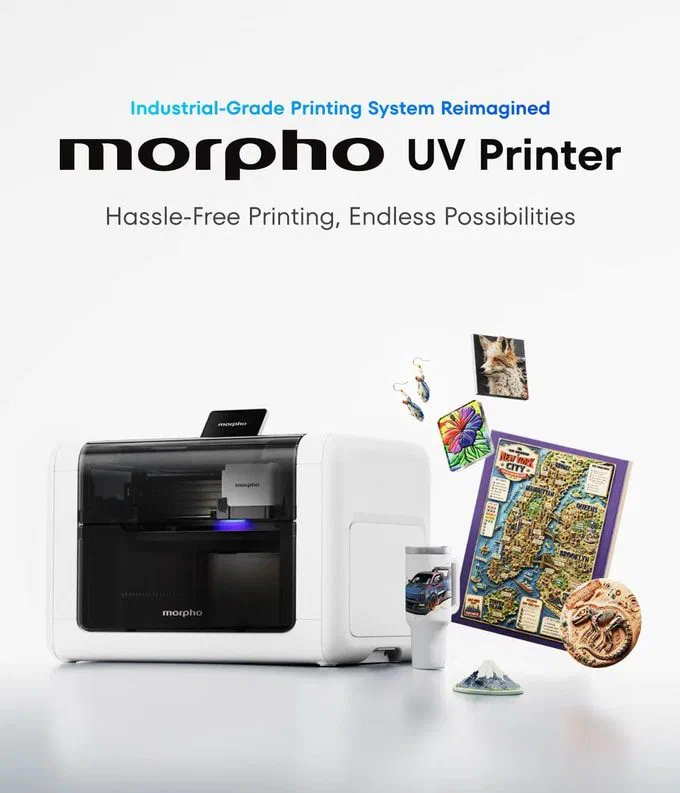 タンブラーや紙、2000種以上の素材に直接印刷できる卓上UVプリンター Morpho UV Printer (モルフォ) — 写真1