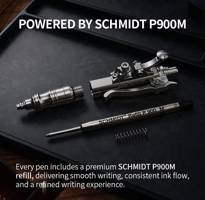 電報のキーを押して芯を戻す、スチームパンクなステンレス製ボールペン Gennai Pen SL01 (ゲンナイペン) — 写真6